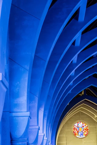 Blue Arches and Round Stained Glass — Stock Photo, Image