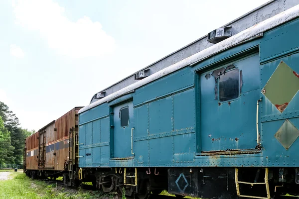 Kahverengi ve mavi tren araba