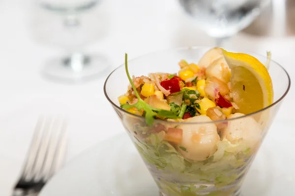 Fresh Ceviche in Glass on Table — Stockfoto