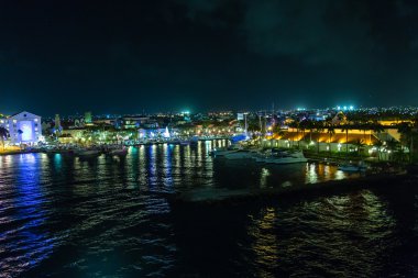 Aruba Yacht Basin at Night clipart