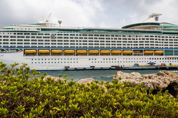 Massives Kreuzfahrtschiff jenseits der Küste — Stockfoto