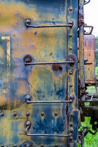 Rusty Ladder on Blue Train Car — Stock Photo, Image