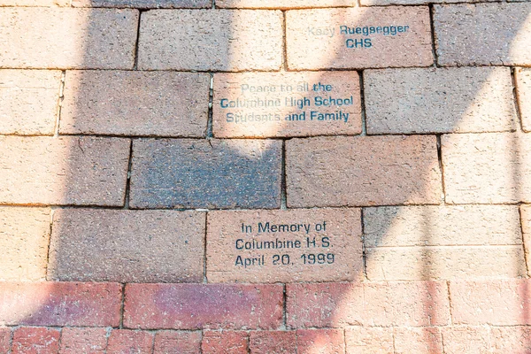 Two Bricks with Columbine Memorial — Stock Photo, Image