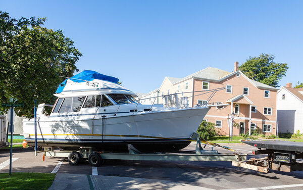 Nice Boat Being Towed on Trailer