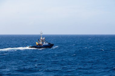 Mavi römorkör başlık Out mavi deniz altı