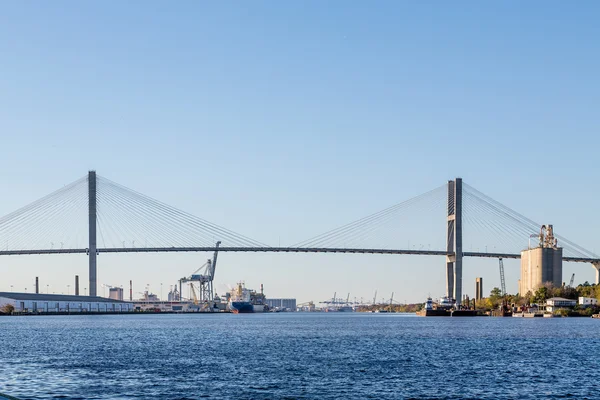 Hangbrug Over de rivier van de Savannah — Stockfoto