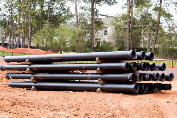 Black Sewer Pipes from Side — Stock Photo, Image