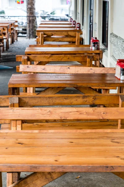 Wood Tables and Benches — Stock Photo, Image