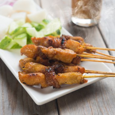 Asian gourmet chicken sate clipart