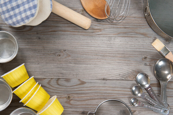 Baking tools from overhead view 