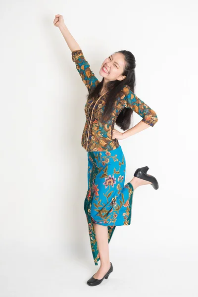 Boldog, ujjongó ázsiai nő — Stock Fotó