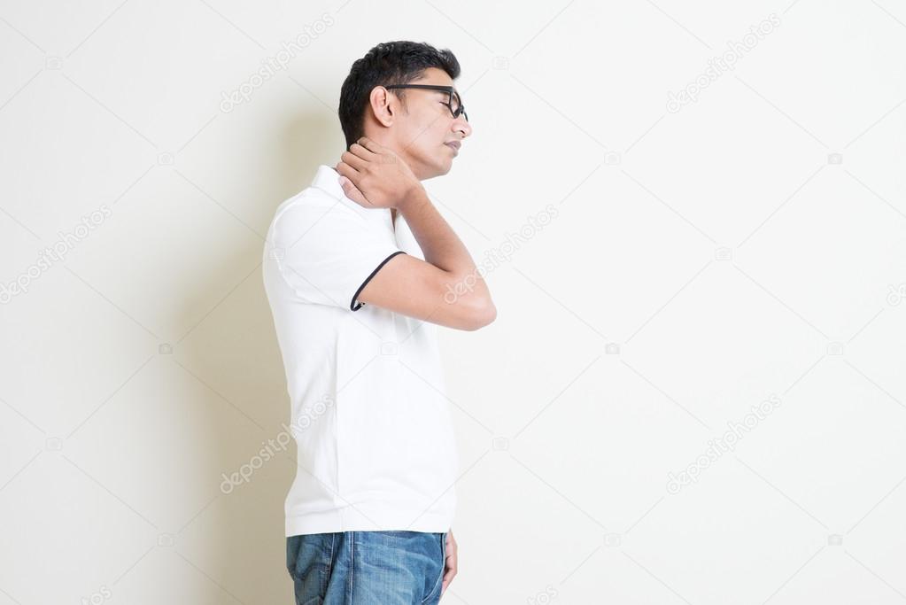 Indian guy with neck pain