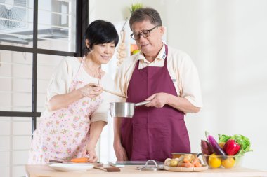 Preparing food at kitchen