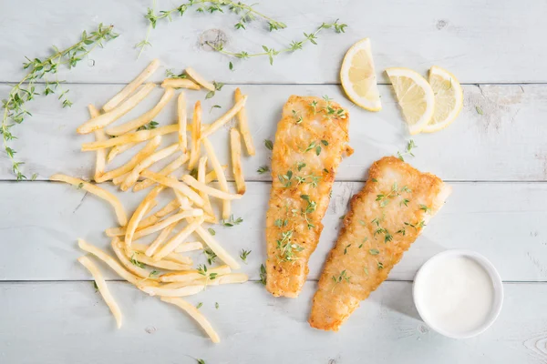 Top view fish and chips — Stock Photo, Image