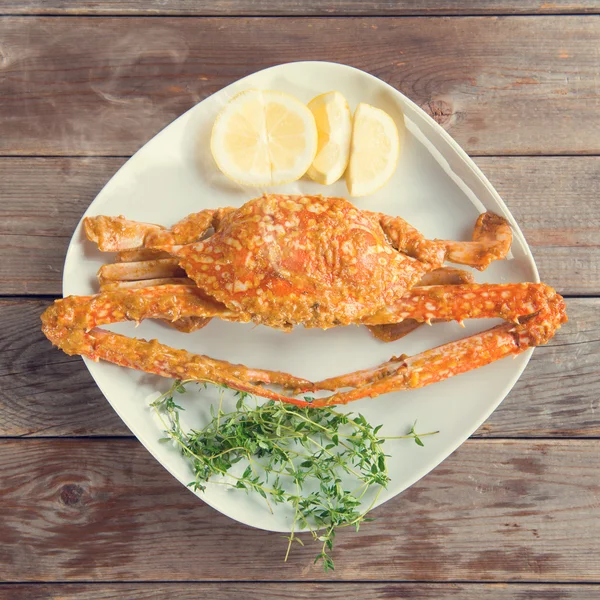 Hot and spicy sauce blue crab in vintage — Stock Photo, Image