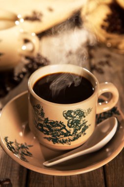 Traditional style Nanyang coffee in vintage mug