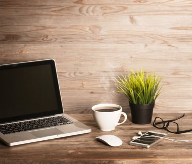 Office interior wooden working table