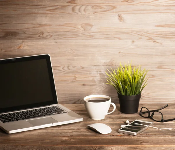 Office interior wooden working table — 스톡 사진