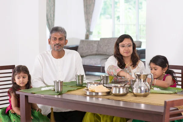 Indian family dining at home — 图库照片