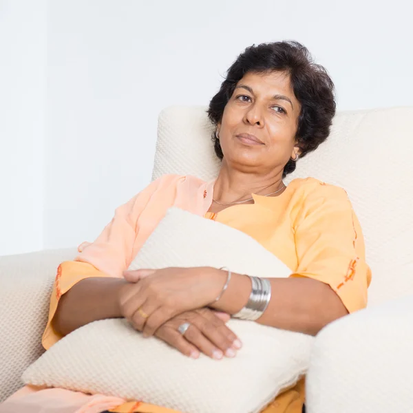 Tired Indian mature woman — Stock Photo, Image