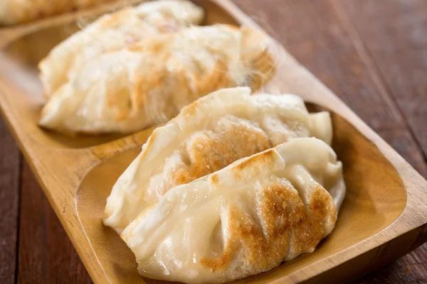 Close up pan fried dumplings — Stock Photo, Image