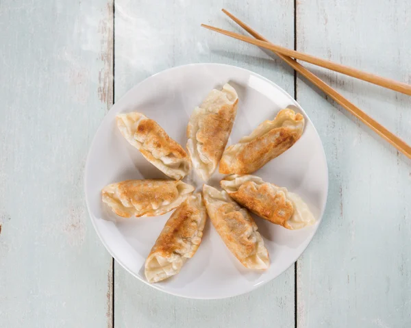 Üstten Görünüm Asya Mutfağı pan Kızarmış köfte — Stok fotoğraf