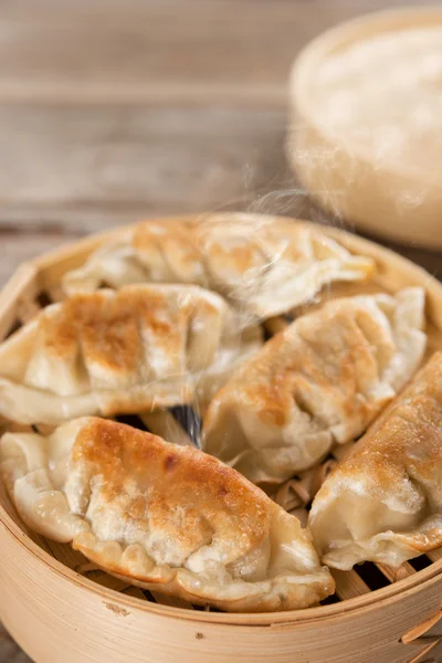 Chinese gourmet pan fried dumplings — Stock Photo, Image