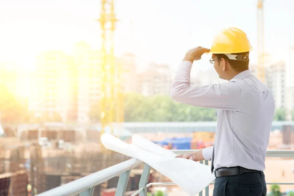 Asian Indian male site contractor engineer on site — Stock Photo, Image