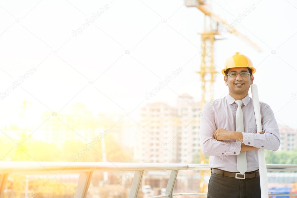 Asian male site contractor engineer portrait