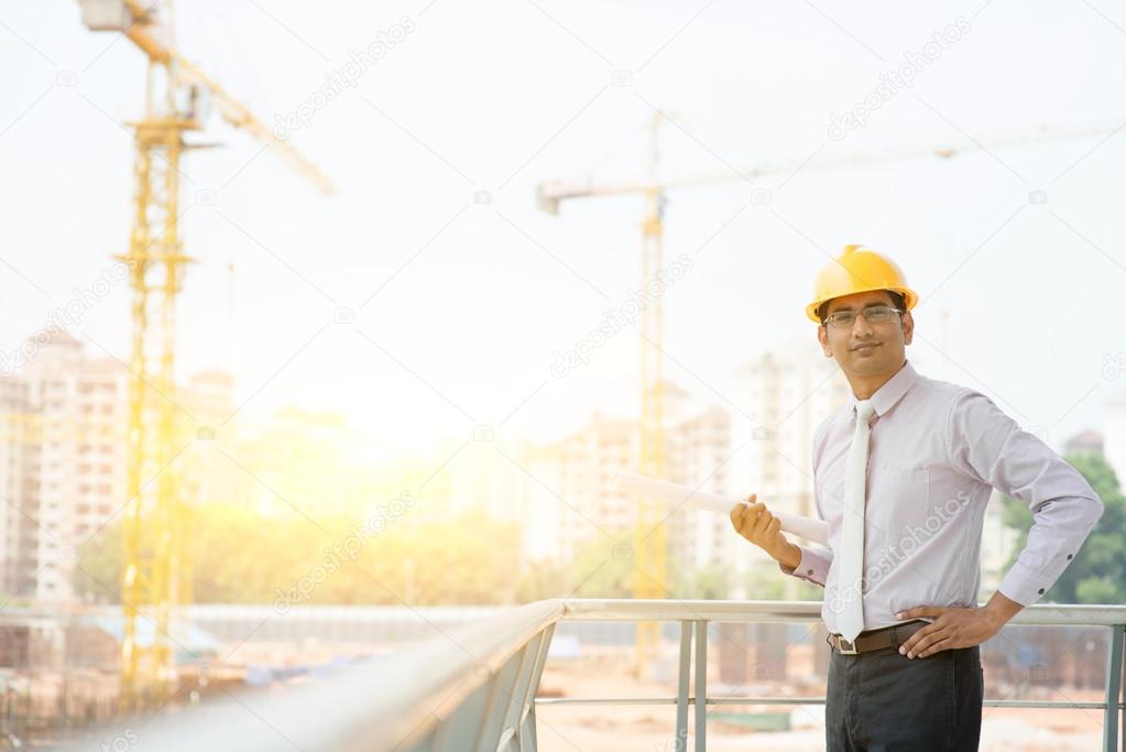 Asian Indian male site contractor engineer portrait