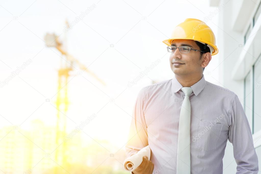 Handsome Asian Indian male site contractor engineer