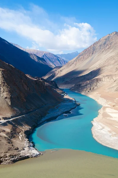 Rios Zanskar e Indus — Fotografia de Stock
