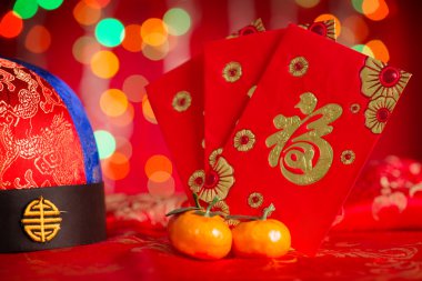 Chinese New Year decorations and red packets