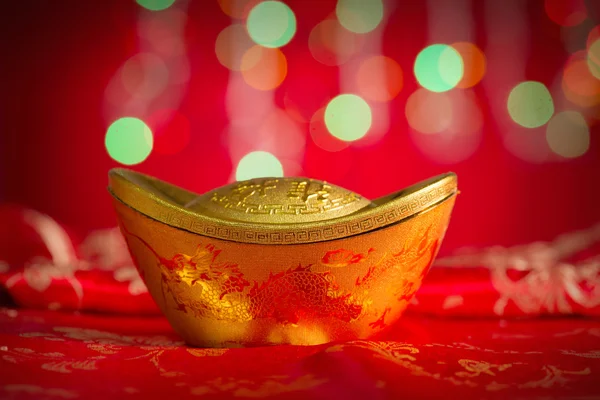 Ano novo chinês objeto lingote de ouro — Fotografia de Stock