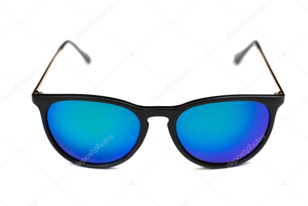 Trendy sunglasses with blue lenses.