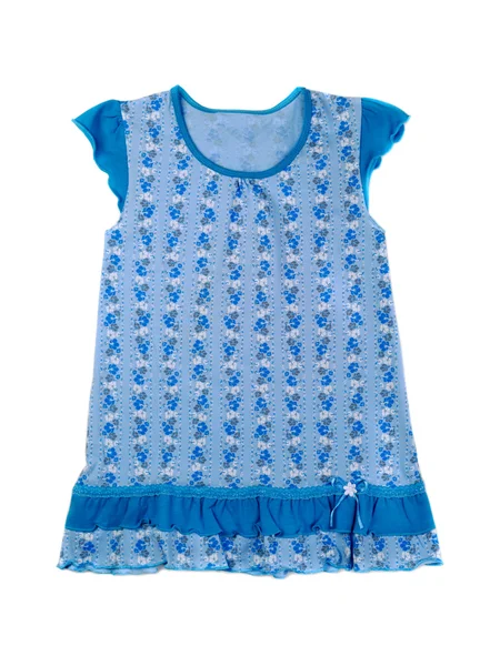 Blauw katoenen baby jurk. — Stockfoto