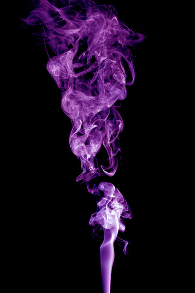 Abstract purple silky smoke isolated on white background
