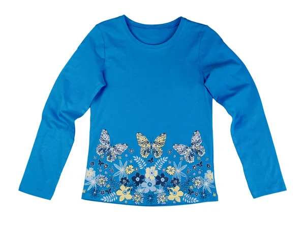 Blue baby jacket with a butterfly pattern — Stock Fotó