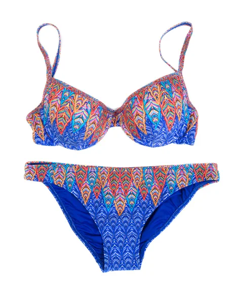 Blue swimsuit with floral pattern. — Stock Photo, Image