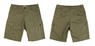 Kolaj. Kargo şort. Beyaz izole.