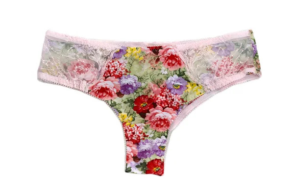Cotton panties with a floral pattern — Stock Photo, Image