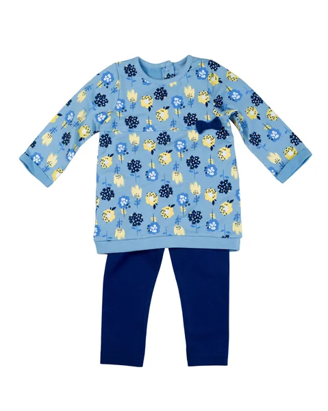 Babybekleidungsset vorhanden. blaue Jacke und Hose. — Stockfoto