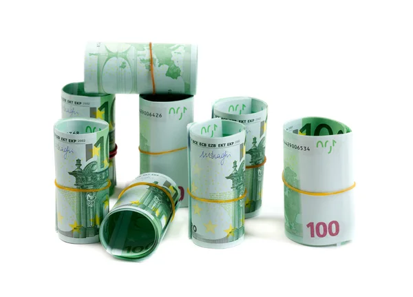 Denominaties, 100 euro rollen. — Stockfoto