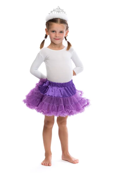 Liten flicka ballerina i corona. — Stockfoto