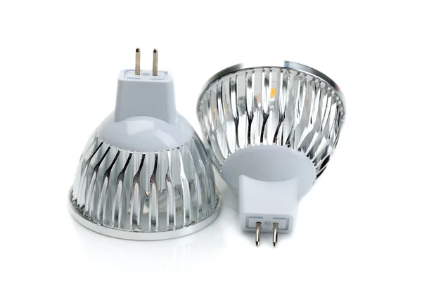 Two LED bulbs MR16. Isolate on white. — Stock Photo, Image