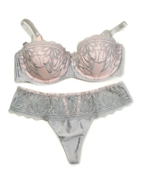 Cinza com conjunto de lingerie rosa . — Fotografia de Stock