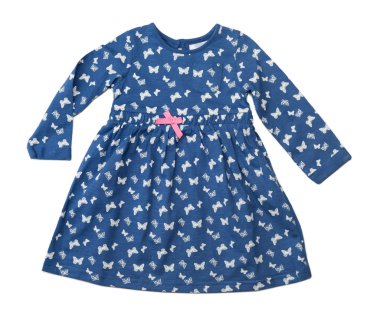 Kelebekler ile mavi elbise