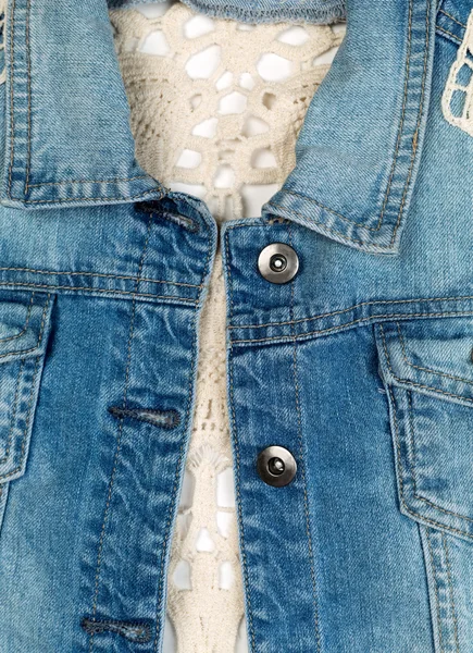 Close-up van blauwe denim jasje — Stockfoto