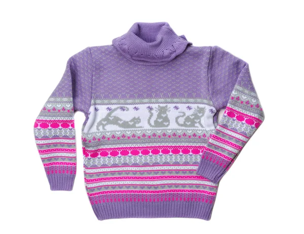 Wzór z dzianiny ciepły sweter fiolet — Zdjęcie stockowe