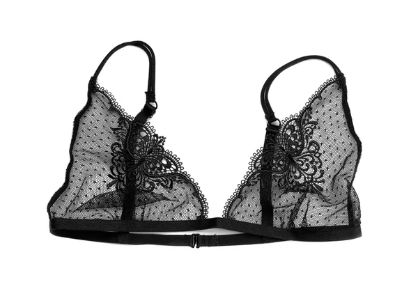Black openwork lace bra — Stock Photo, Image